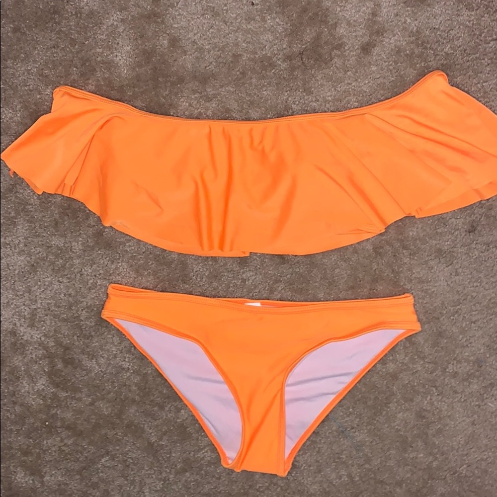 Neon Orange Off the Shoulder Bikini